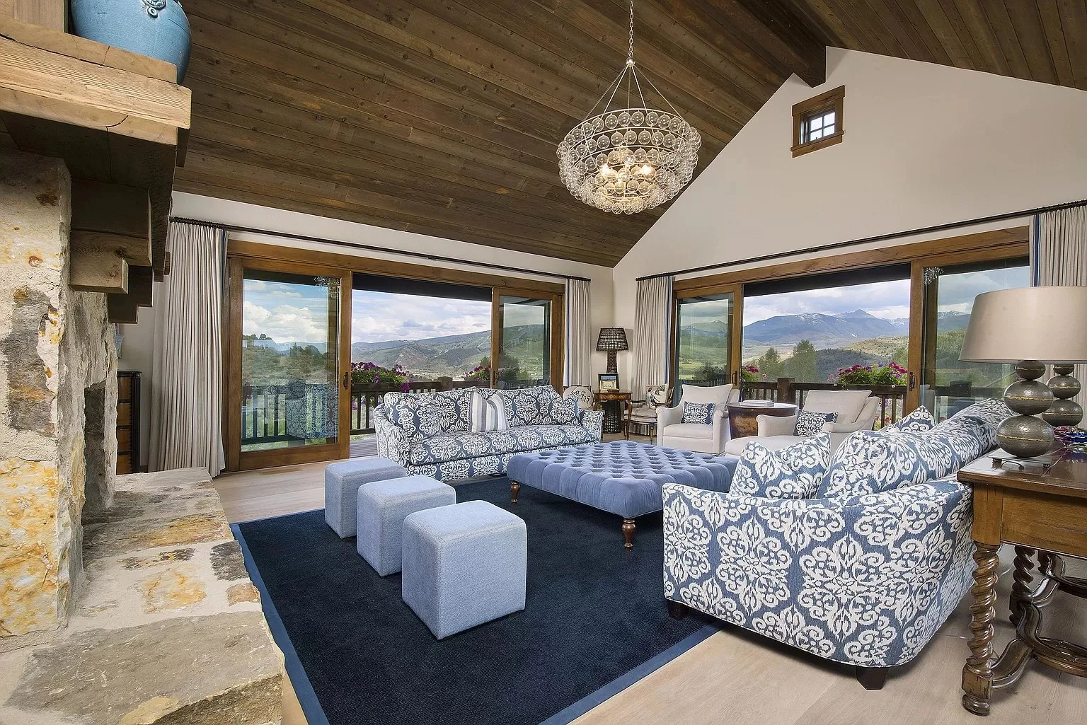 Living room with mountain views