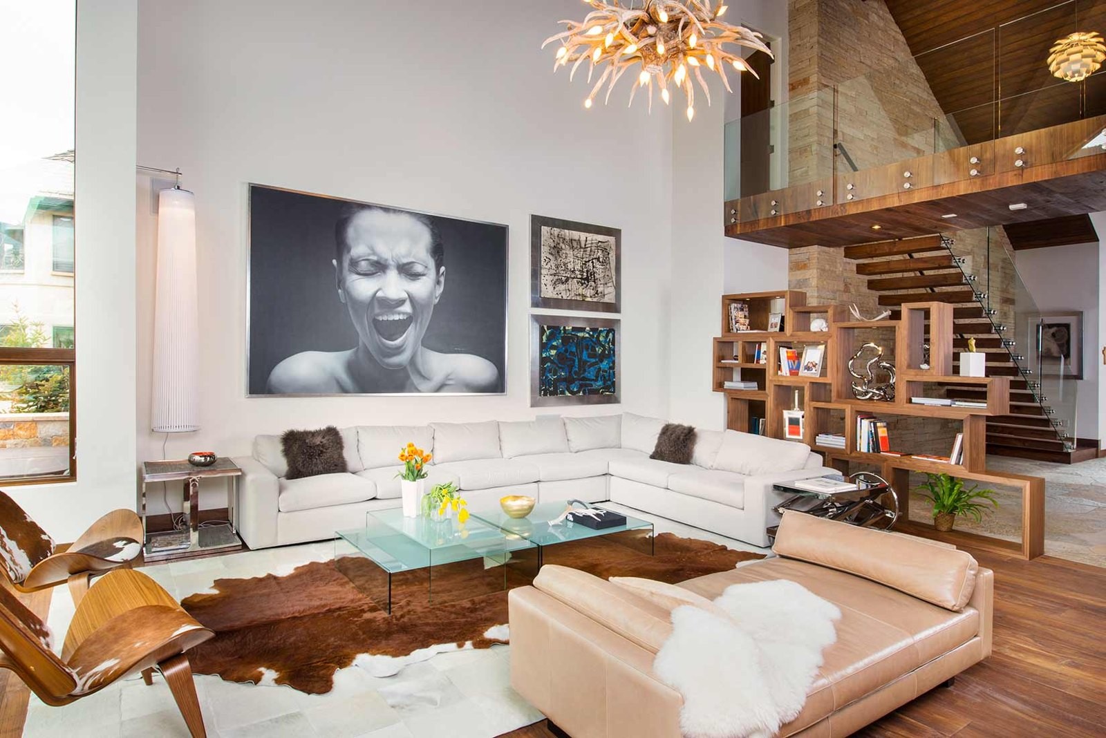 Great room seating and fireplace